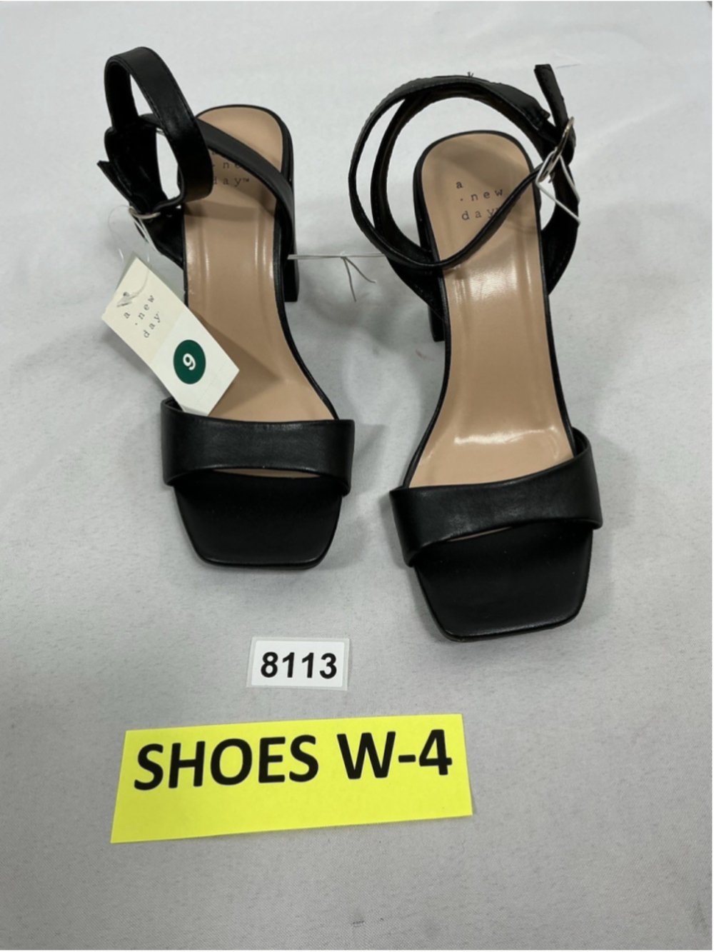 Womans NWT A New Day Sal Strappy Sandals Size 9 Black Stacked Heel